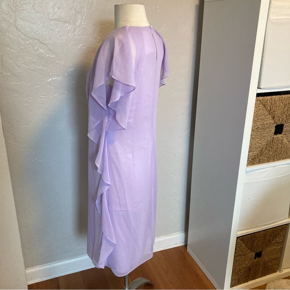 NEW!  Lauren Ralph Lauren Ruffled Olokun crepe Dress in ‘violet’ - Picture 9 of 13